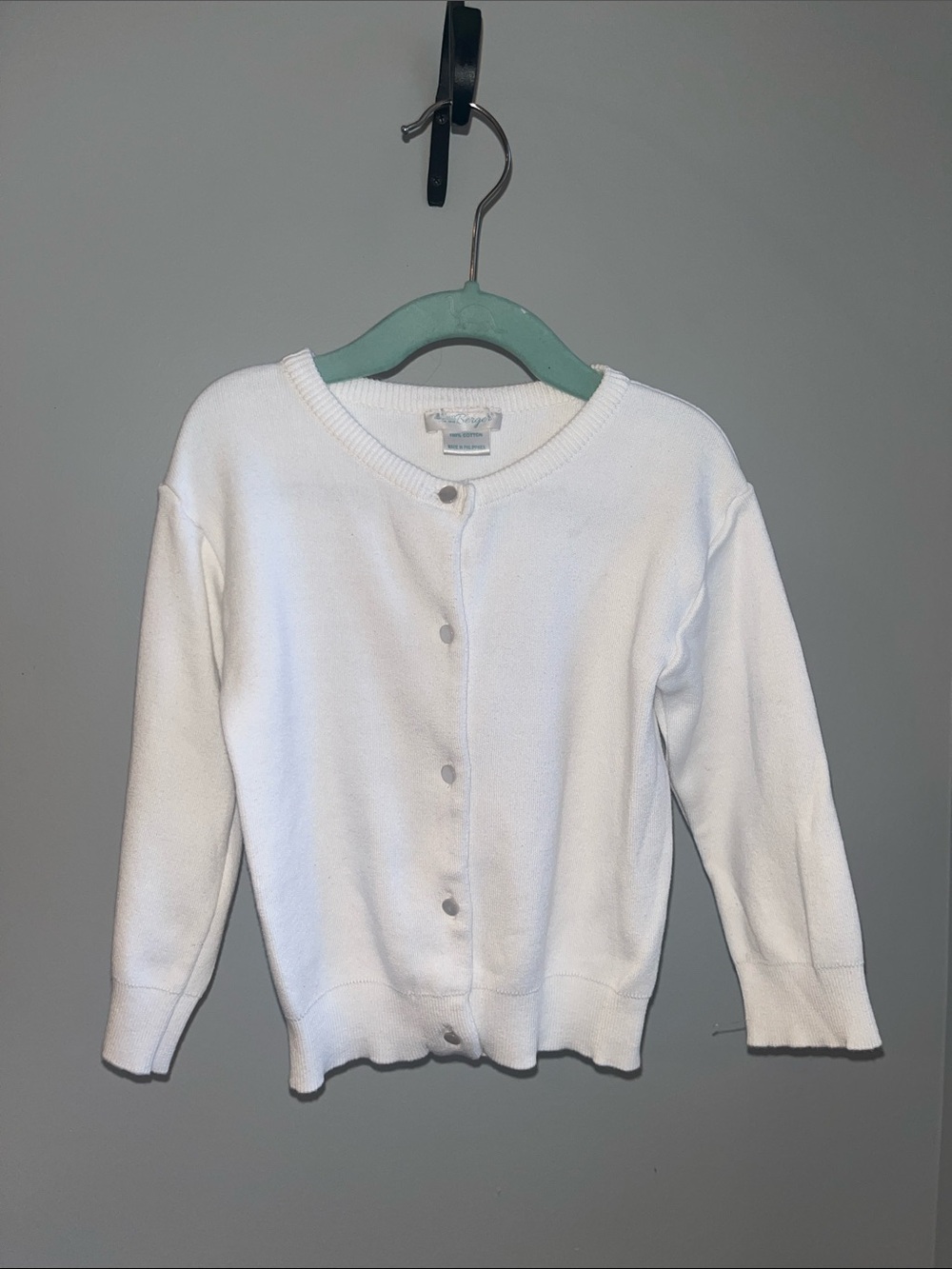 White Button-Front Cotton Cardigan